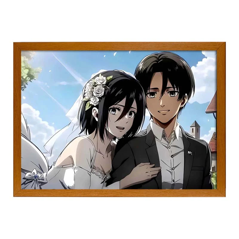 Attaque des Titans : Mariage Mikasa et Eren. Cadre LED