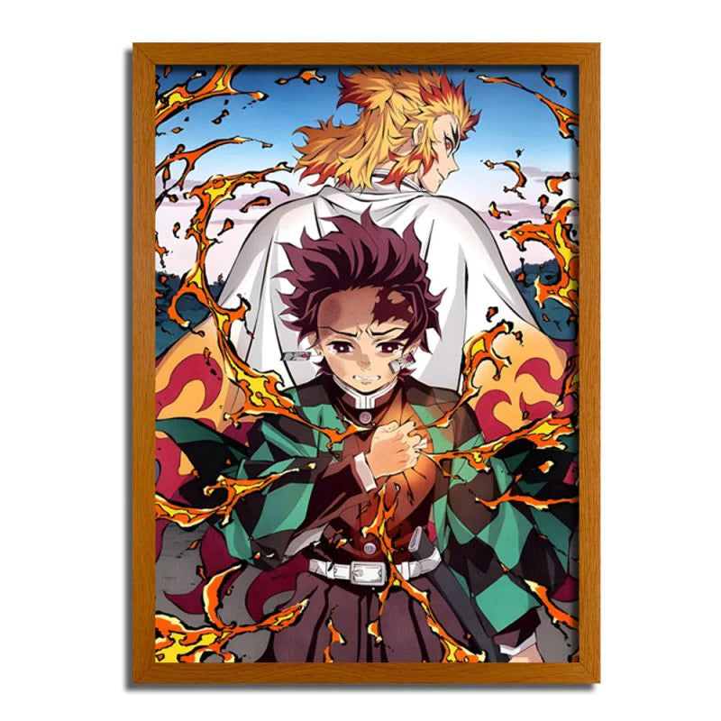 Demon Slayer:Tanjiro et Rengoku. Cadre LED