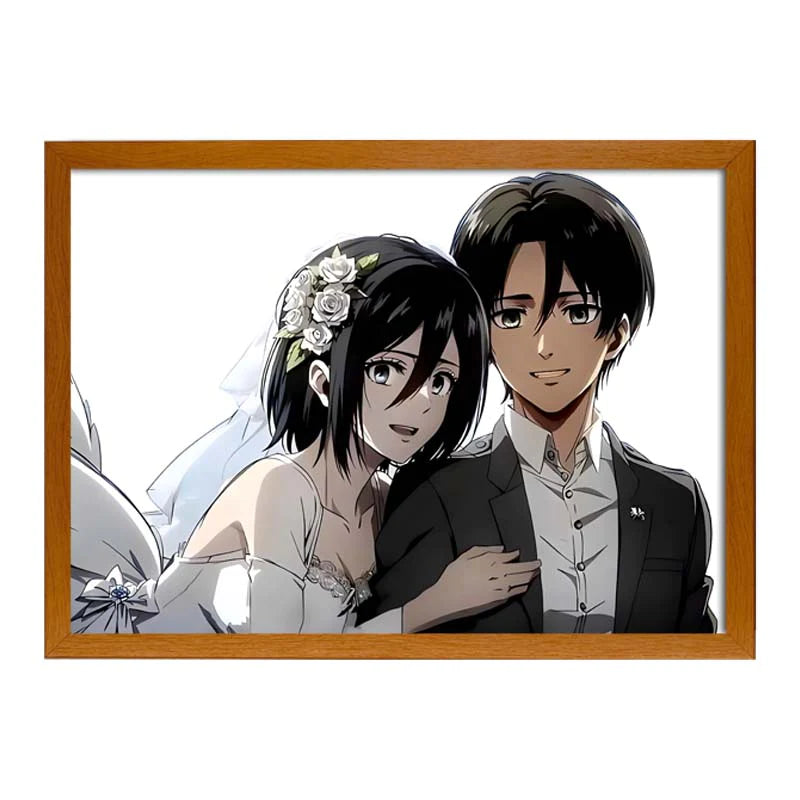Attaque des Titans : Mariage Mikasa et Eren. Cadre LED