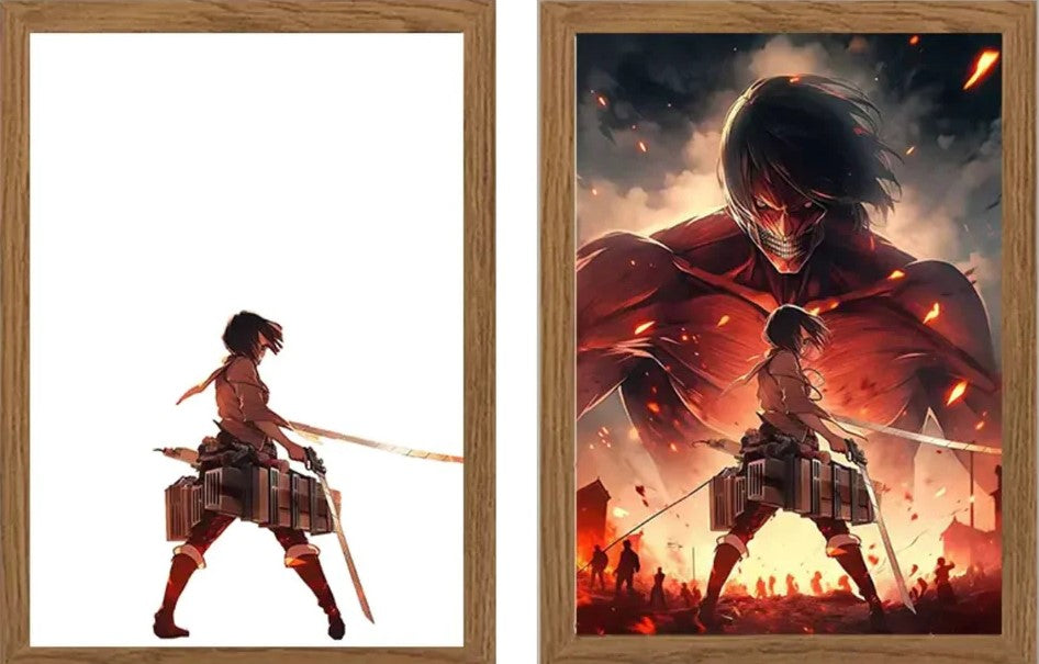 Attaque des Titans : Mikasa face a Eren. Cadre LED