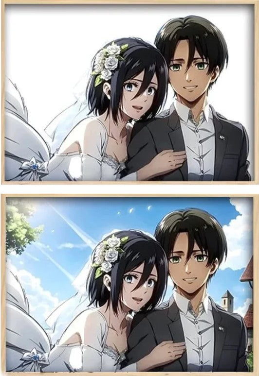 Attaque des Titans : Mariage Mikasa et Eren. Cadre LED