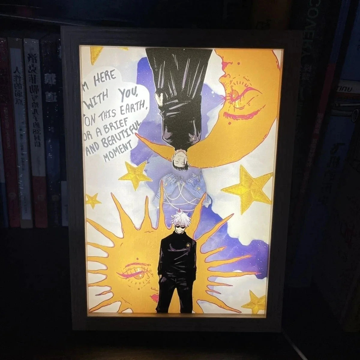 Jujutsu Kaisen: Gojo et Geto soleil et lune. Cadre LED