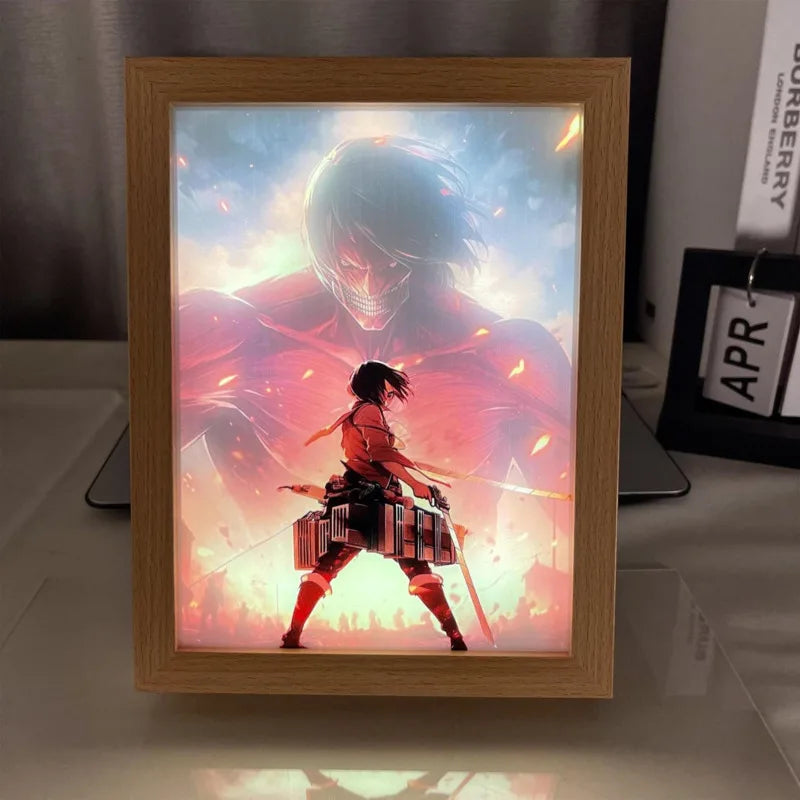Attaque des Titans : Mikasa face a Eren. Cadre LED