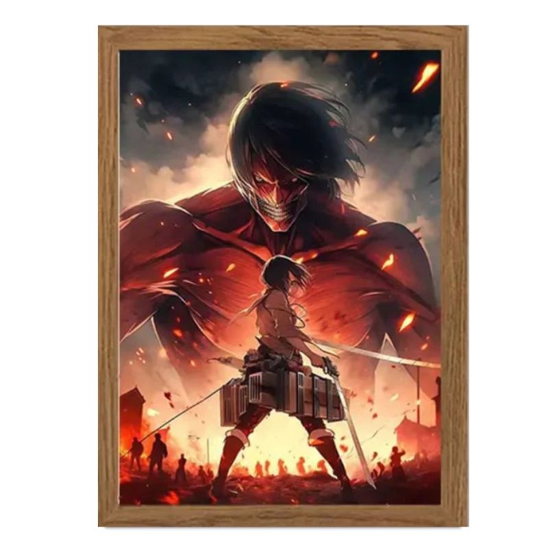 Attaque des Titans : Mikasa face a Eren. Cadre LED