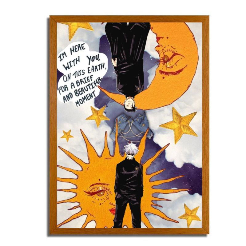 Jujutsu Kaisen: Gojo et Geto soleil et lune. Cadre LED