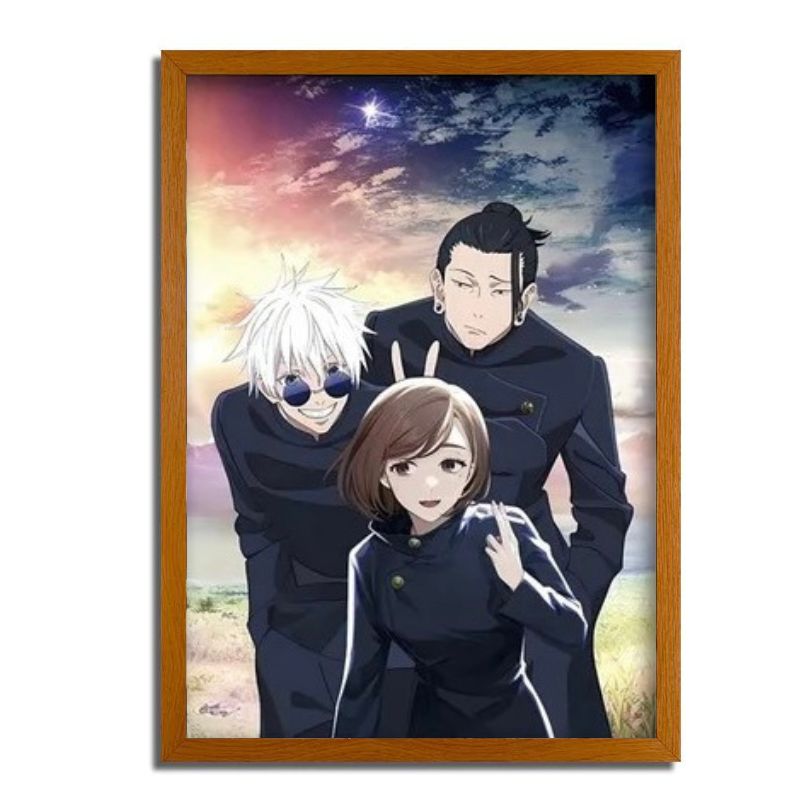 Jujutsu Kaisen:Le trio Gojo,Geto et Shoko. Cadre LED