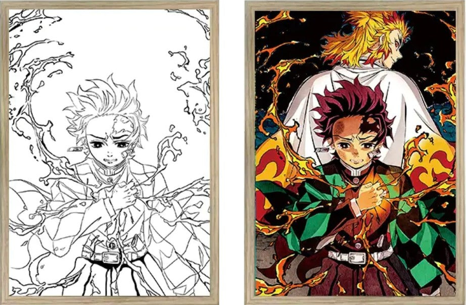 Demon Slayer:Tanjiro et Rengoku. Cadre LED