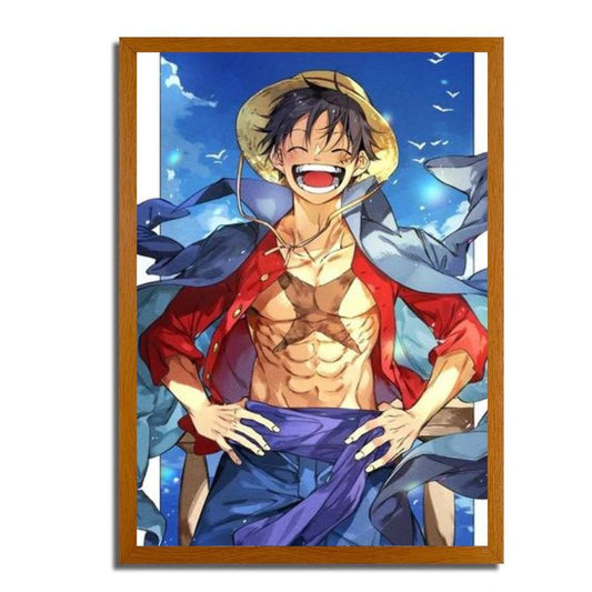 One Piece: Luffy souriant. Cadre LED